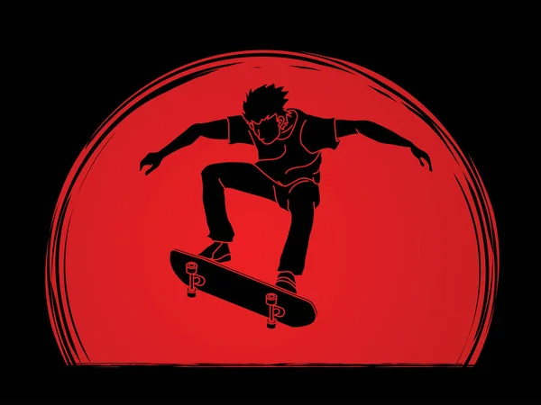 Skateboarder saut action de skateboard — Image vectorielle