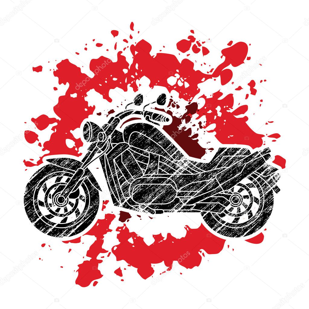Motorbike side view designed on splatter ink background graphic vector
