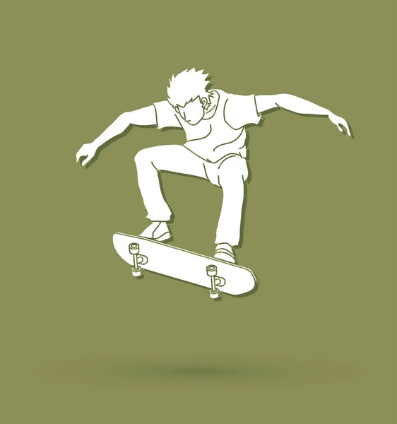Графический вектор прыжка скейтбордиста — стоковый вектор