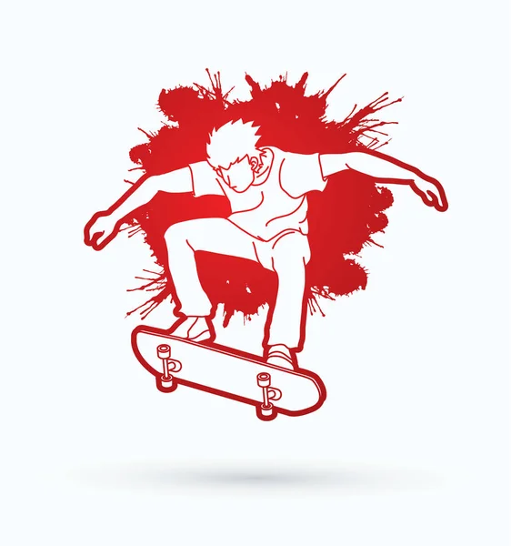 Скейтбордист стрибає графічний вектор — стоковий вектор