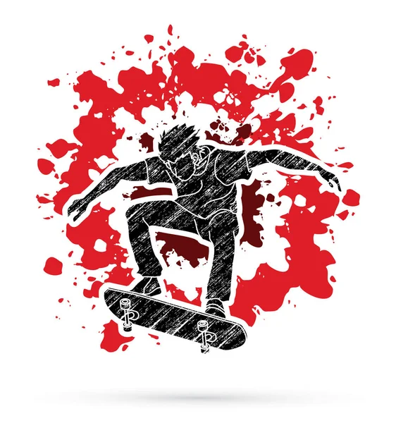 Skateboarder springen Grafik-Vektor — Stockvektor