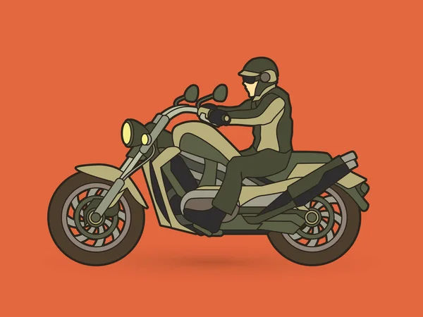 Um homem andando de moto vetor gráfico — Vetor de Stock