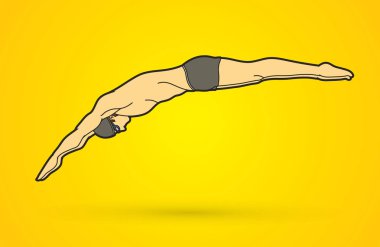 Adam havuz içine dalış atlama 