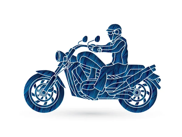 Mężczyzna jazda motocyklem graficzny wektor — Wektor stockowy