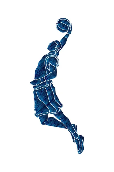 Basketbalspeler dunking — Stockvector