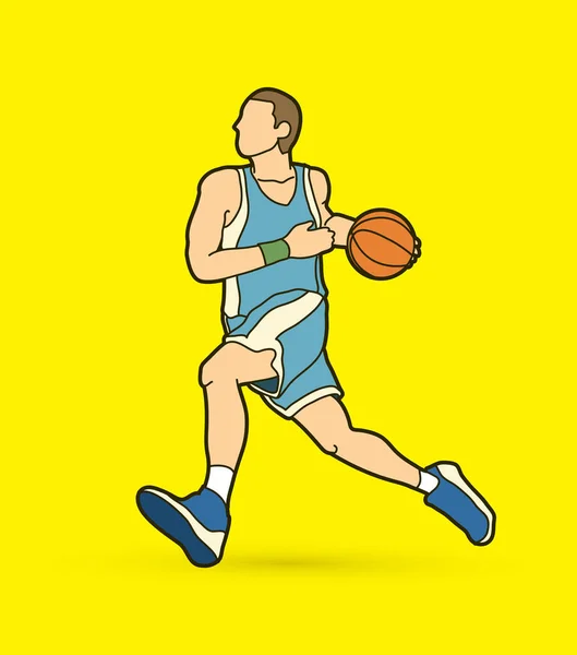 Jogador de basquete correndo —  Vetores de Stock