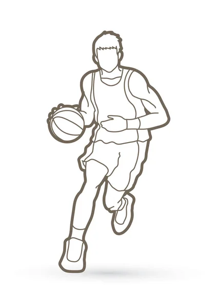 Basketbalový hráč běží pohled zepředu — Stockový vektor