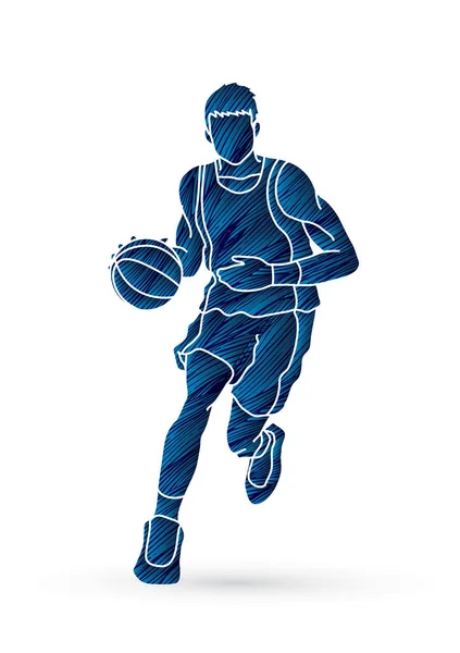 Jugador de baloncesto corriendo vista frontal — Vector de stock