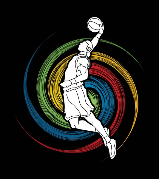 Basketballspieler Dunking — Stockvektor