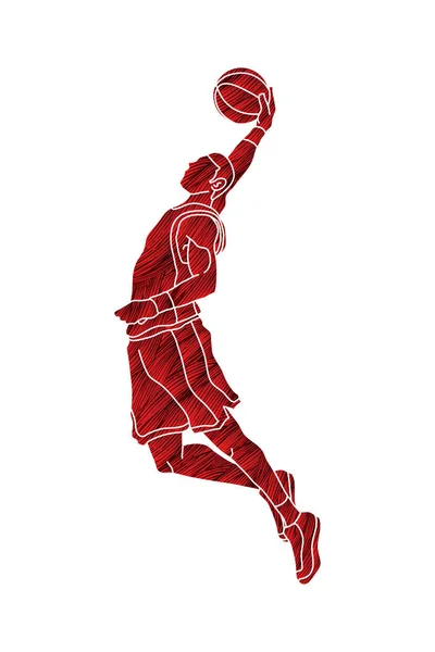 Jugador de baloncesto Dunking — Vector de stock