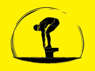 Yüzücü hazır grafik vektör atlamaya