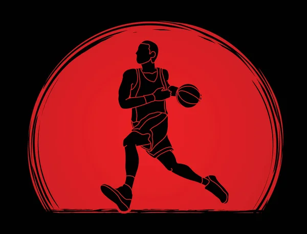Basketspelare kör — Stock vektor