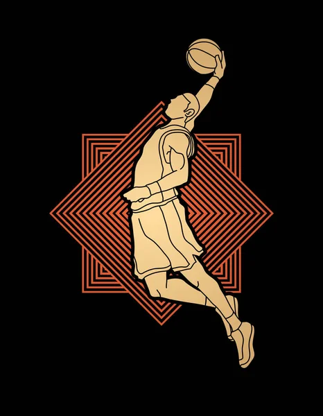 Basketbalspeler dunking — Stockvector