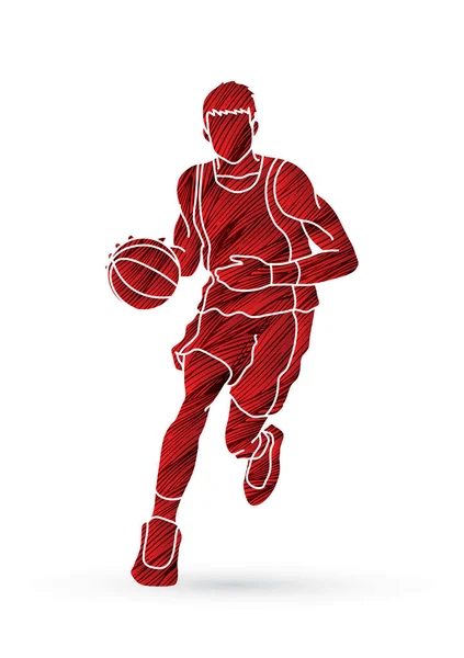 Jogador de basquete executando vista frontal —  Vetores de Stock