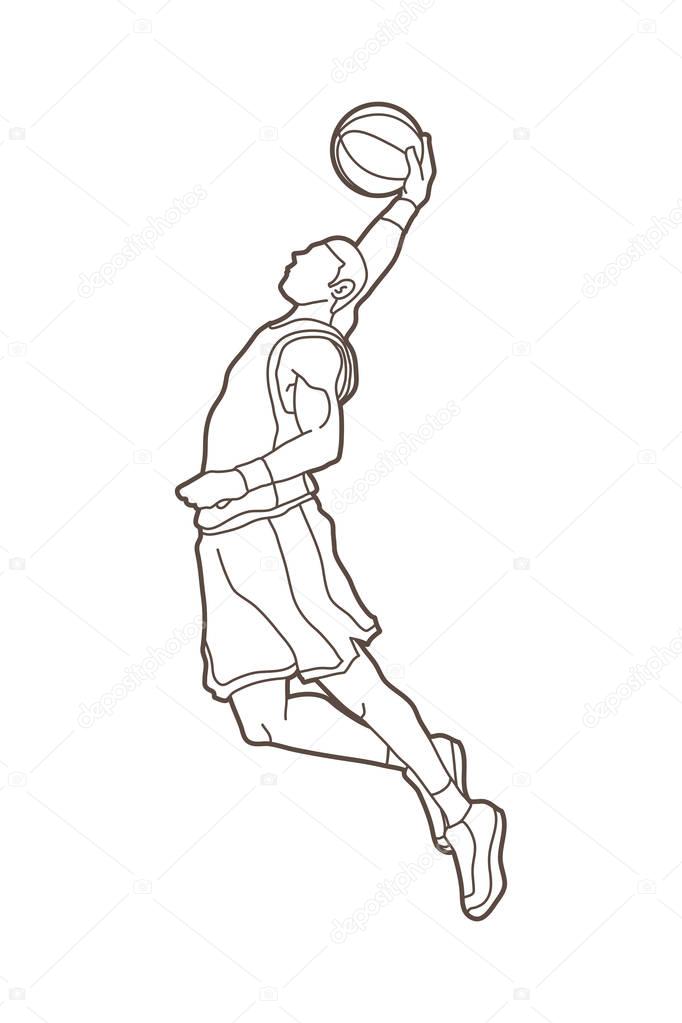 Basketball player dunking 