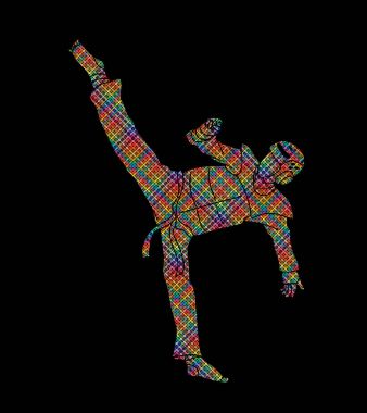 Taekwondo yüksek tekme eylem güvenlik ekipmanları ile 