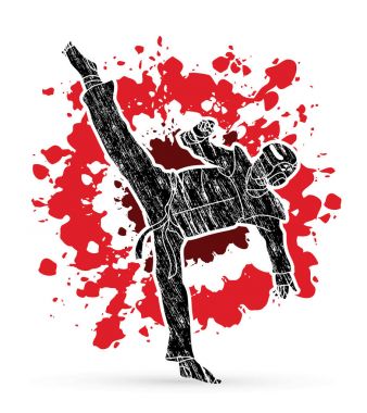 Taekwondo yüksek tekme eylem güvenlik ekipmanları ile 