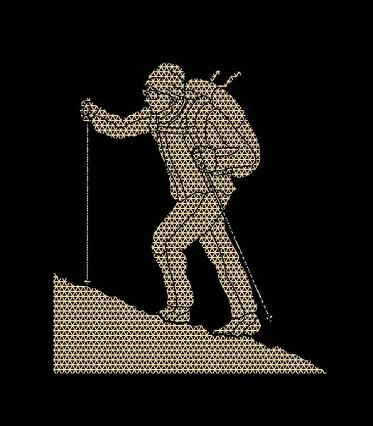 Un homme qui marche sur la montagne — Image vectorielle