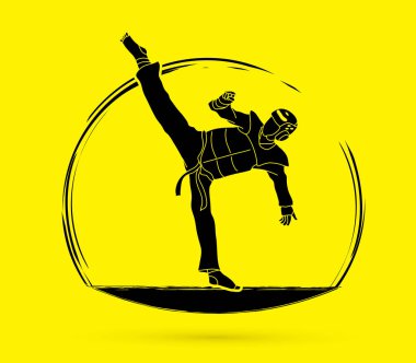 Tekvando kick eylem güvenlik ekipmanları ile 