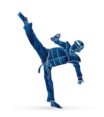 Tekvando kick eylem güvenlik ekipmanları ile 