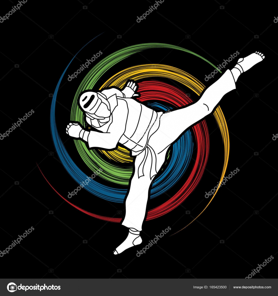 Taekwondo girl spinning jump kicks image Telegraph