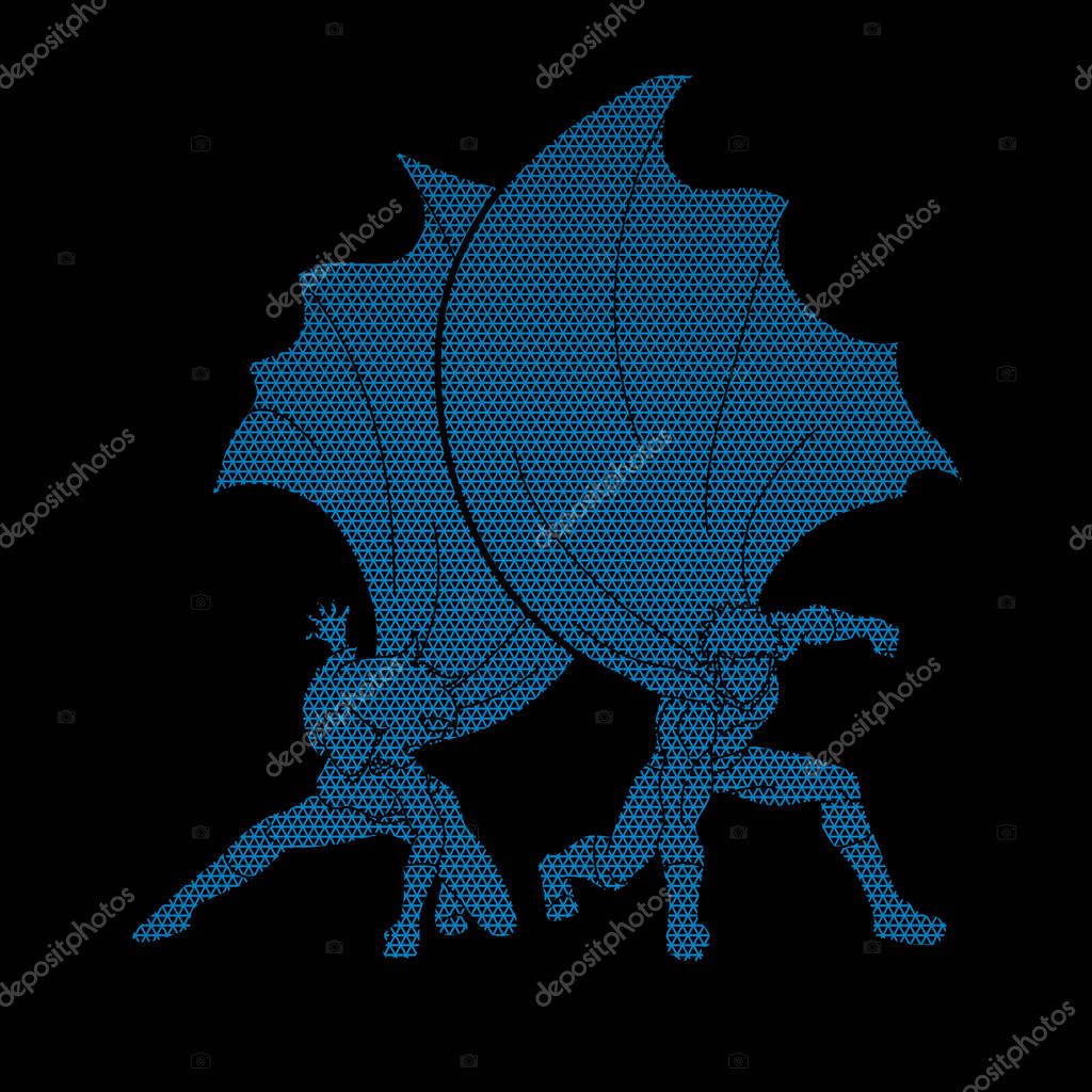 Strong Man and Woman, Couple Superhero landing powerful action designed using geometric pattern graphic vector.
