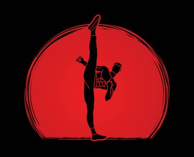 Kung fu, Karate high kick front view  clipart