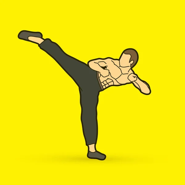 Kung fu, pontapé de Karaté —  Vetores de Stock