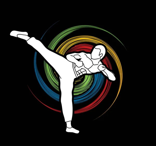 Kung fu, patada de karate — Vector de stock