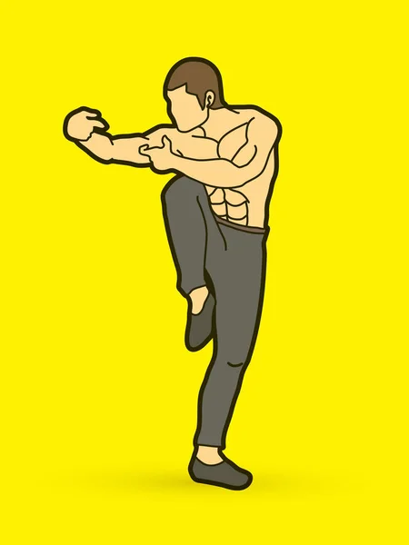 Drunken Kung fu pose — Stock vektor