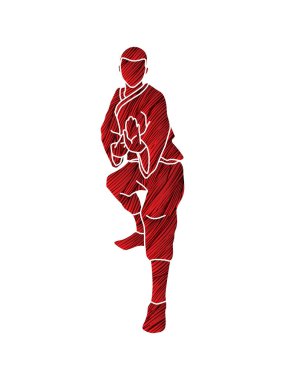 Kung fu eylem Önden Görünüm savaşmaya hazır  