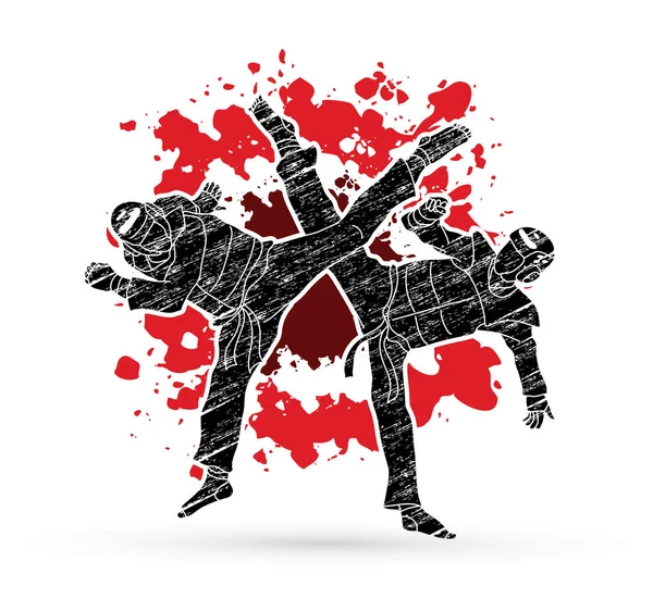 Taekwondo Kampf Grafik Vektor — Stockvektor