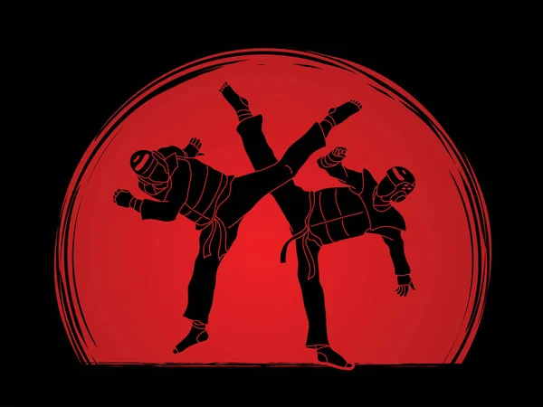 Taekwondo luchando vector gráfico — Vector de stock