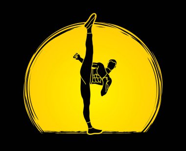 Kung fu, Karate yüksek tekme Önden Görünüm 