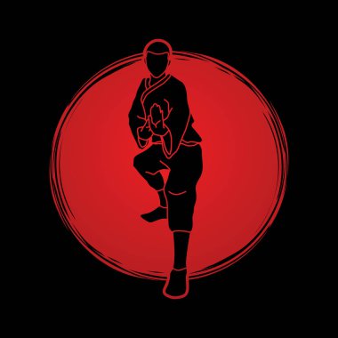 Kung fu eylem Önden Görünüm savaşmaya hazır 