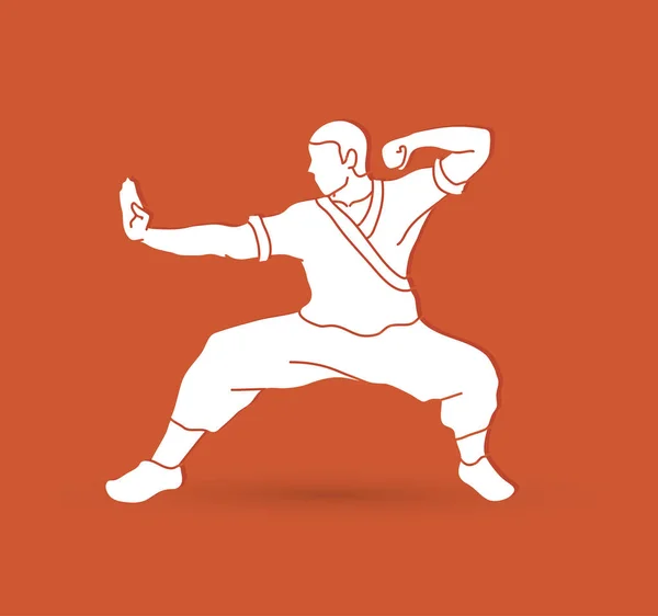 Kung-Fu-Action bereit zum Kampf — Stockvektor