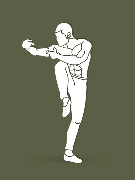 Postura de Kung fu borracho — Archivo Imágenes Vectoriales