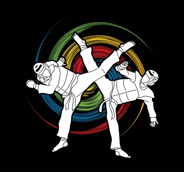 Taekwondo vechten grafische vector — Stockvector
