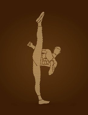 Kung fu, Karate yüksek tekme Önden Görünüm grafik vektör.