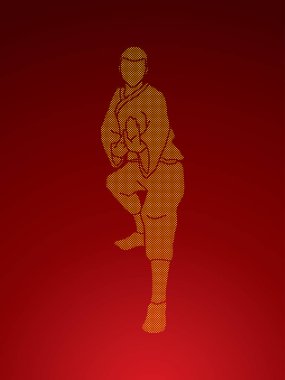 Kung fu eylem Önden Görünüm savaşmaya hazır  