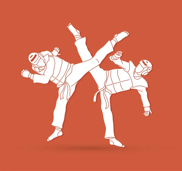 Taekwondo luchando vector gráfico . — Vector de stock