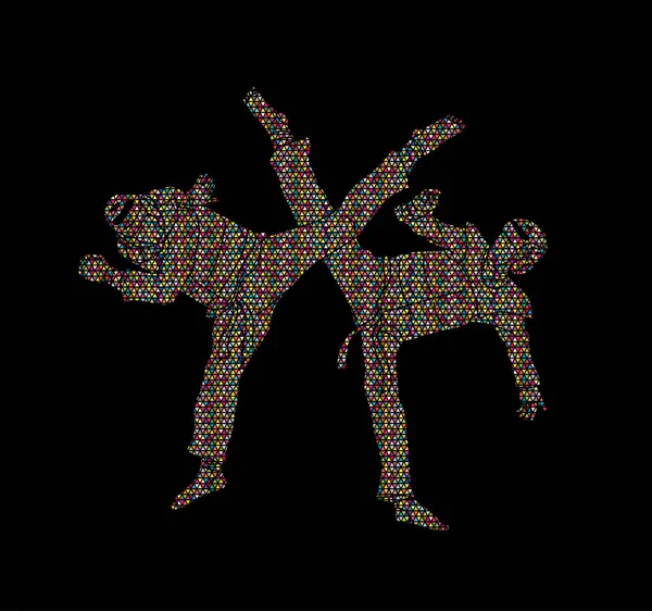 Taekwondo luchando vector gráfico . — Archivo Imágenes Vectoriales