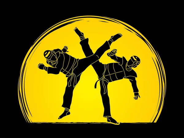 Taekwondo luchando vector gráfico . — Vector de stock