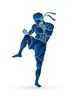 Muay Tay, Tay boks eylem grafik vektör