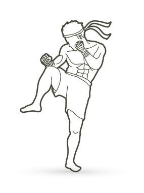 Muay Tay, Tay boks eylem grafik vektör