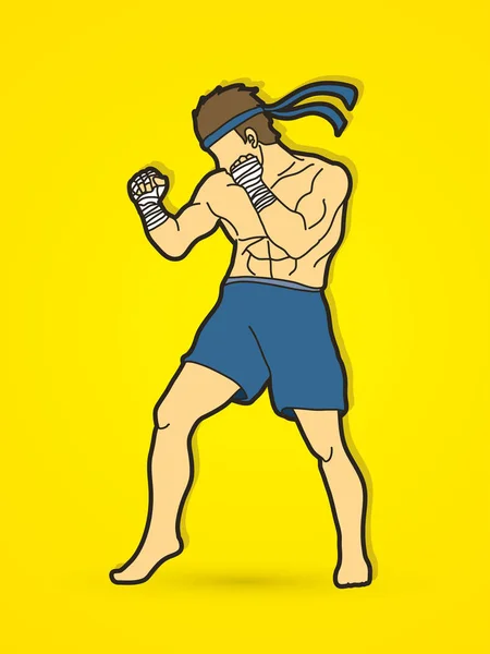 Muay Thai, Boxeo tailandés de pie — Archivo Imágenes Vectoriales