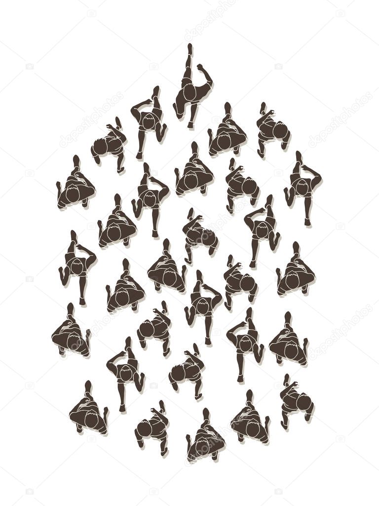 People running top view graphic vector