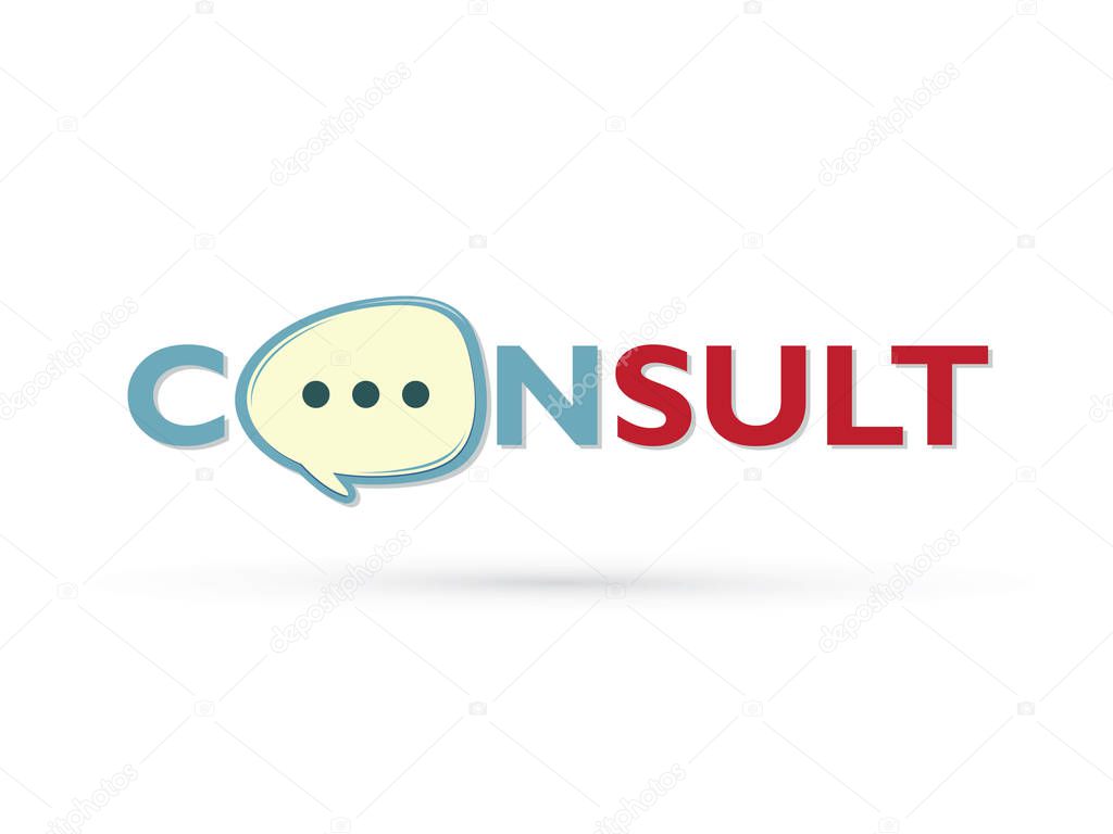 Consult and speak balloon design graphic vector.