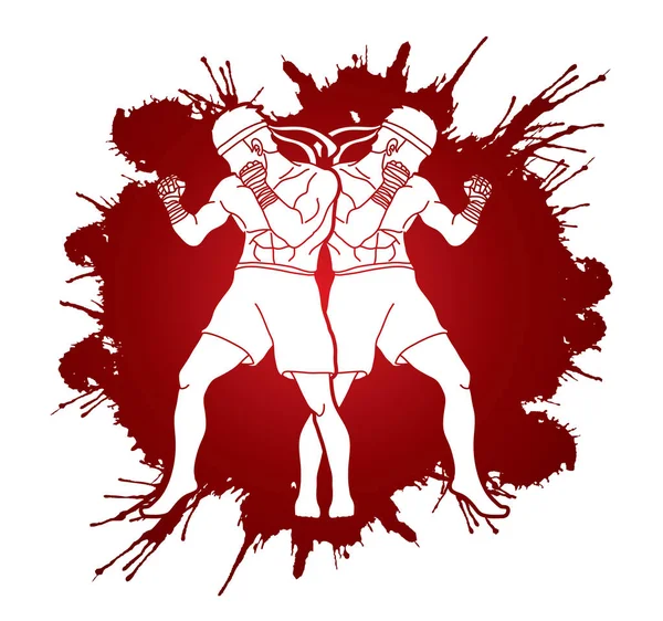 Муай Тай, Тайский бокс готовы к бою — стоковый вектор