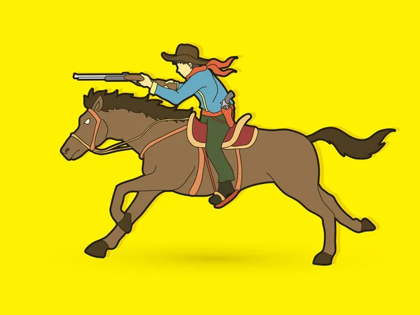 Καουμπόη στο άλογο, στοχεύοντας τουφέκι διανυσματικών γραφικών. — Διανυσματικό Αρχείο